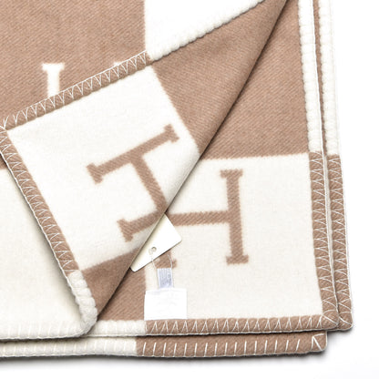 Hermes Wool Cashmere Avalon Baby Blanket Noisette Moyen White 3 of 5