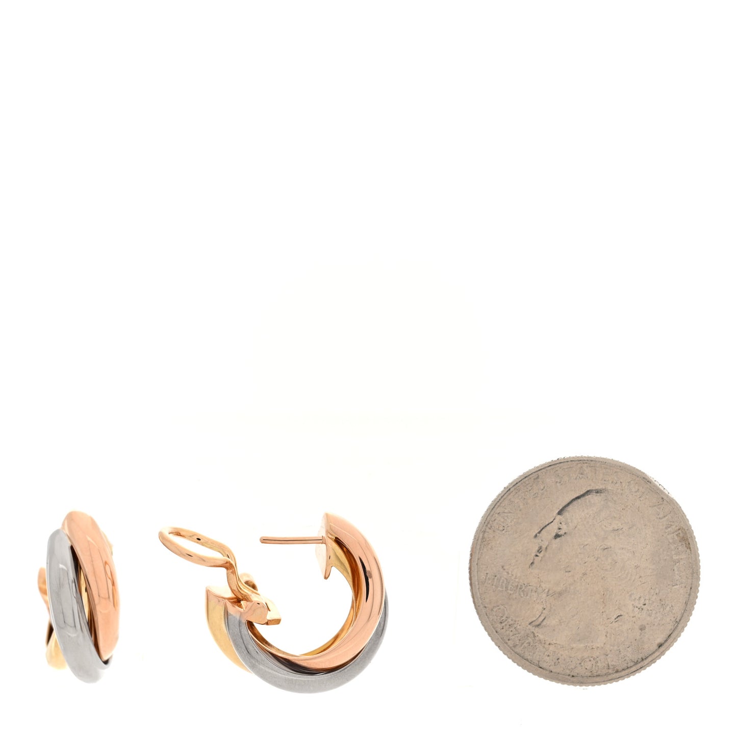 18K Pink Yellow White Gold Classic Trinity Hoop Earrings
