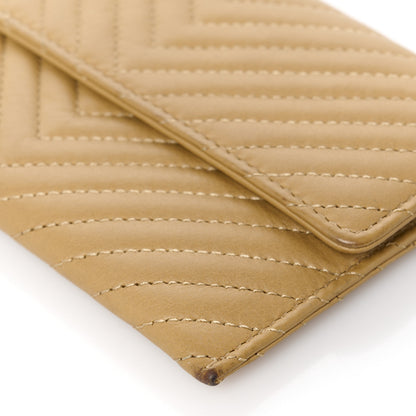 Chanel Aged Calfskin Chevron Quilted Flap Card Holder Beige 10 of 10