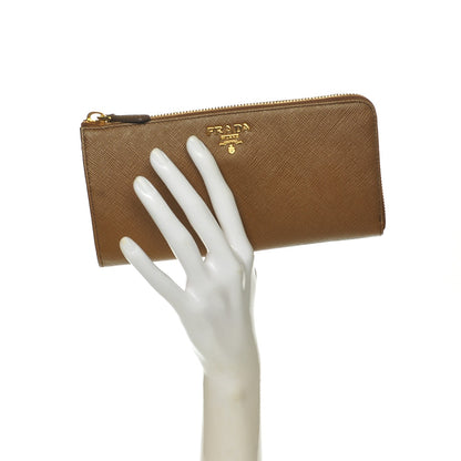 Prada Saffiano Metal Zip Around Wallet Cannella 2 of 6