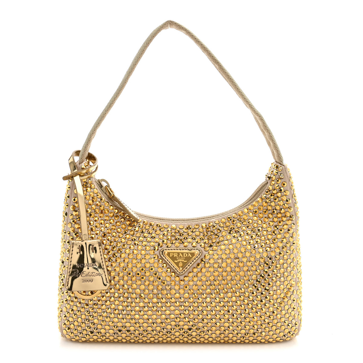 Satin Crystal Mini Re-Edition 2000 Bag Platino