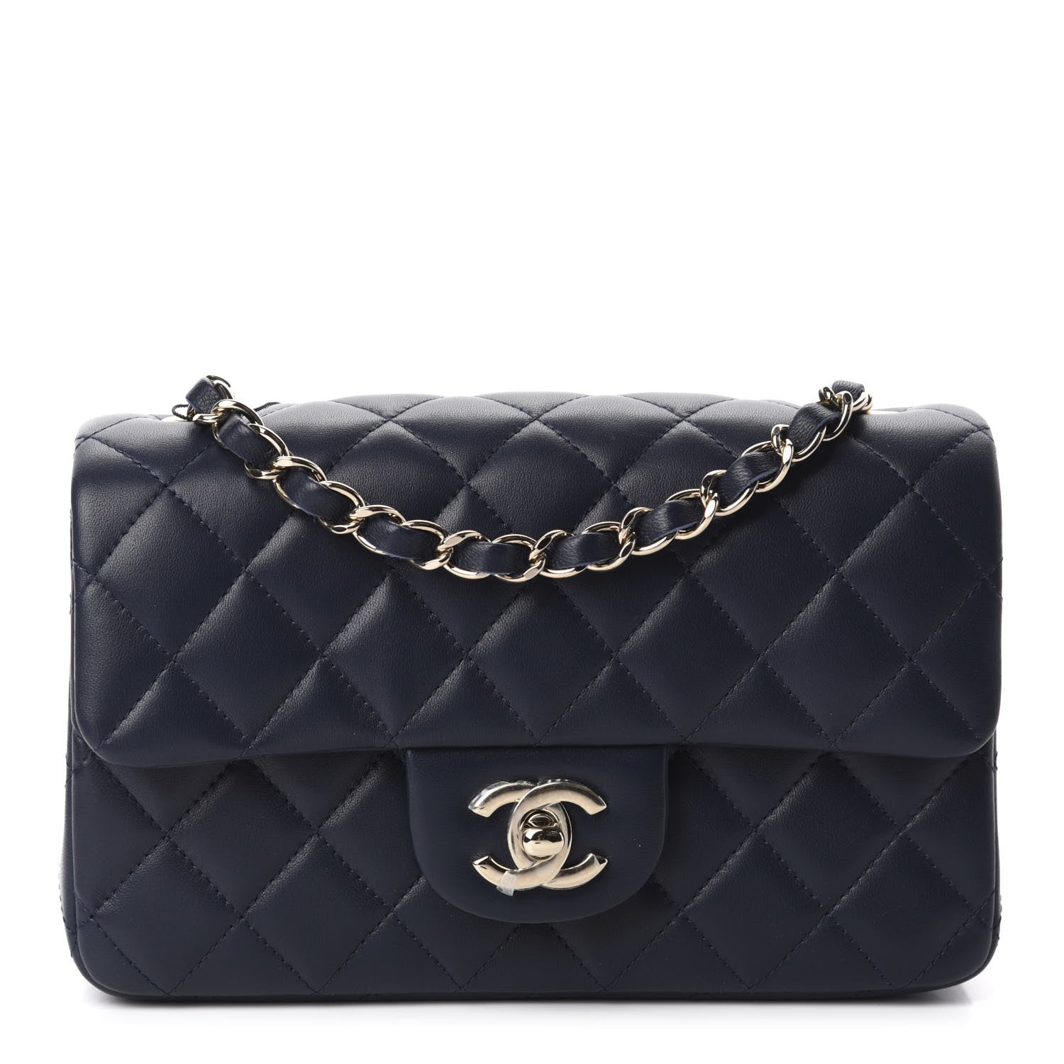 Chanel Lambskin Quilted Mini Rectangular Flap Dark Blue 1 of 10