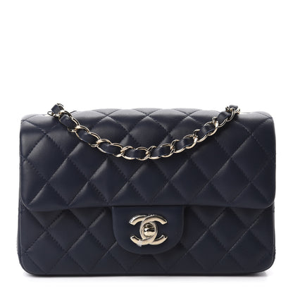 Chanel Lambskin Quilted Mini Rectangular Flap Dark Blue 1 of 10