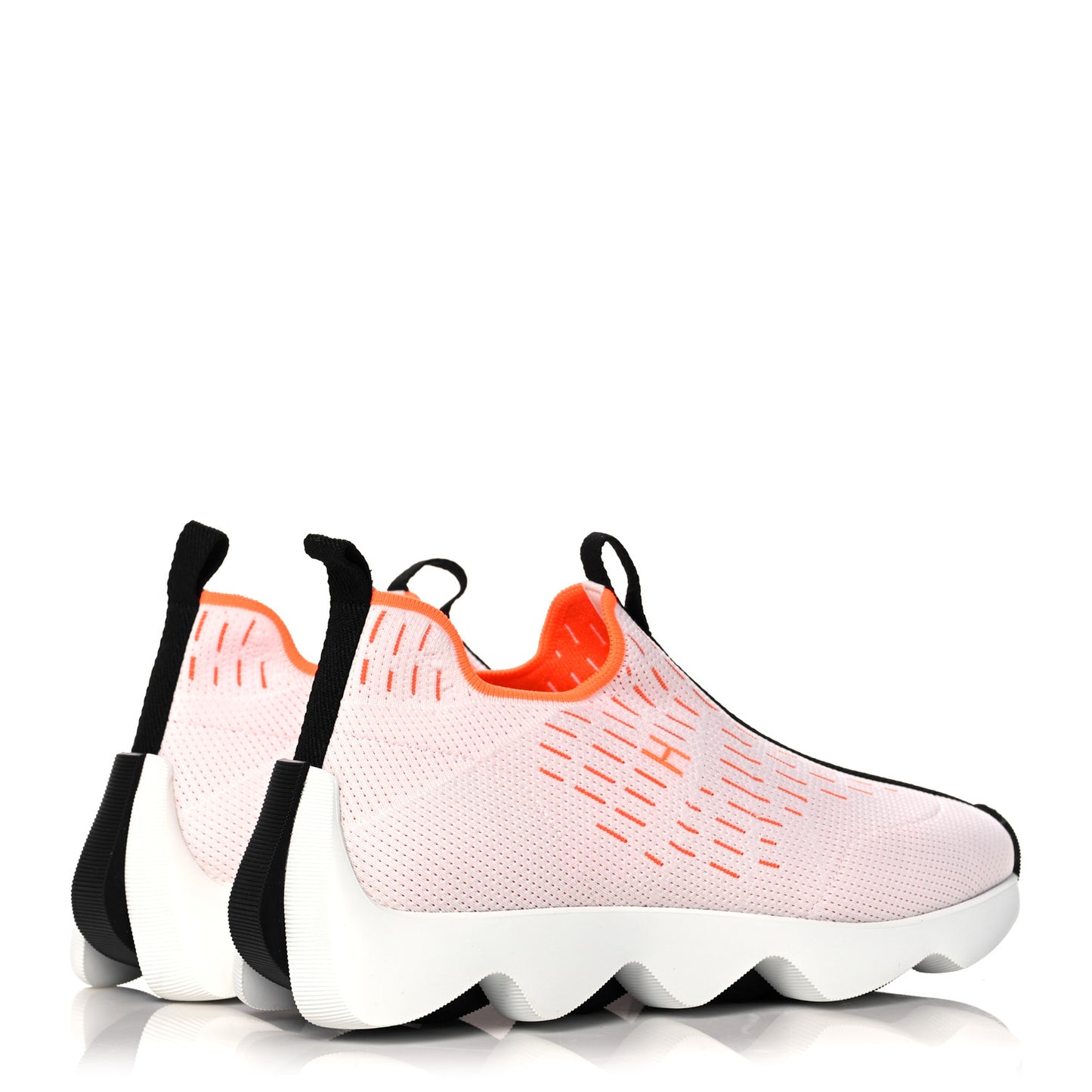 Technical Canvas Goatskin Womens Eclair Sneakers 38.5 White Orange