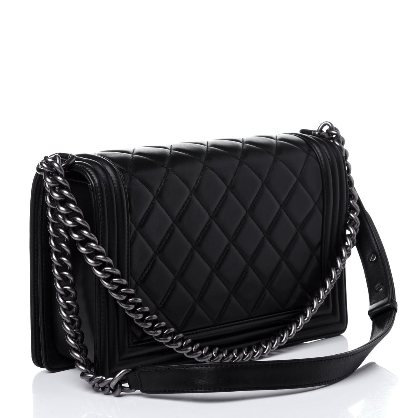 Calfskin Quilted New Medium Boy Flap Black