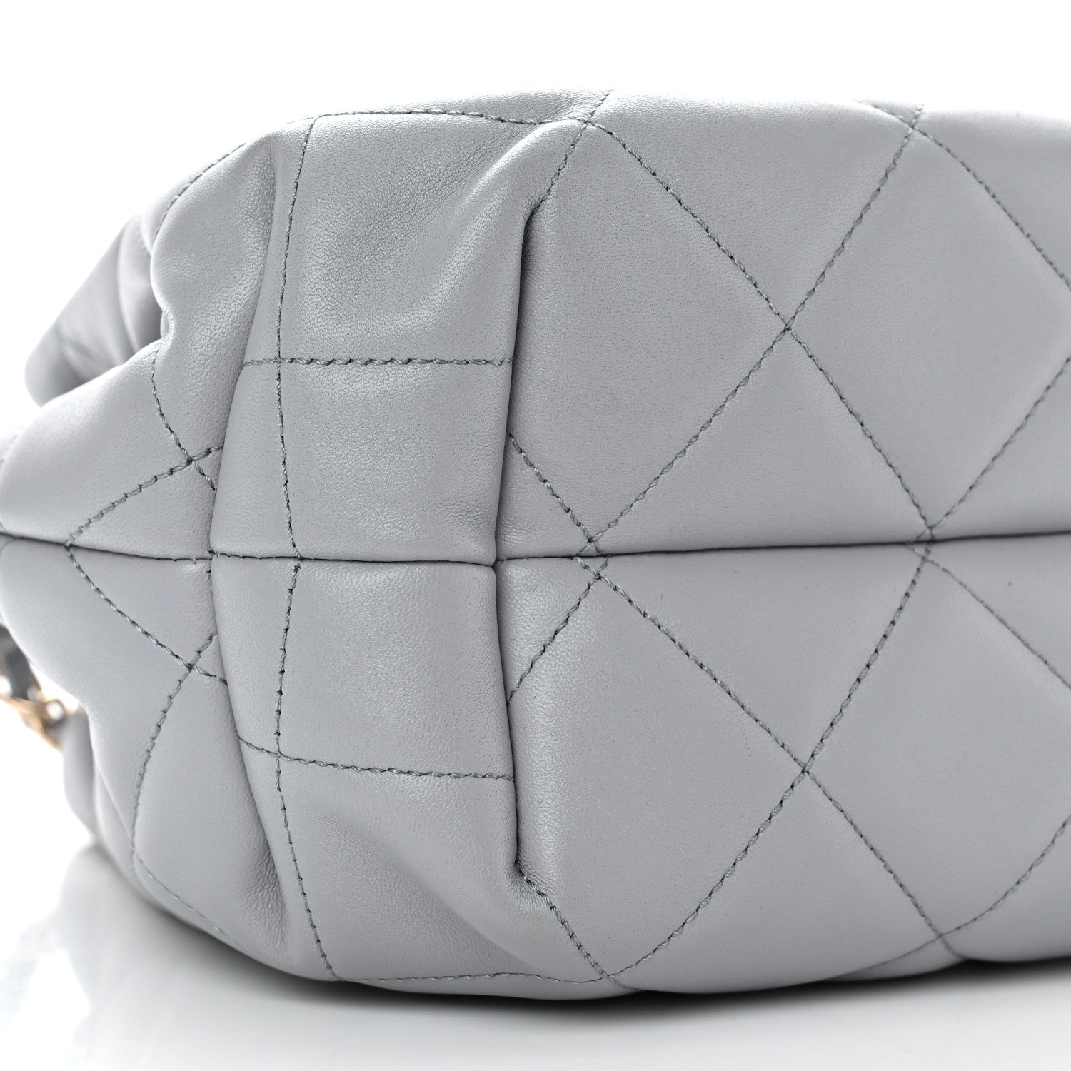 Chanel Lambskin Quilted CC Dweller Drawstring Bucket Bag Light Grey 9 of 10