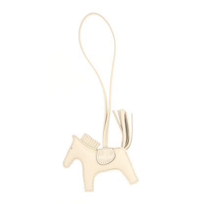 Hermes Milo Lambskin Matte Alligator Touch Grigri Rodeo Horse Bag Charm PM Craie Nata Beton 1 of 3