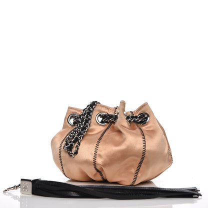 Chanel Lambskin Satin Reversible Mini Sac Cordon Black Peach 5 of 8