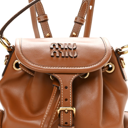 Miu Miu Soft Calfskin Medium Backpack Cognac 6 of 8