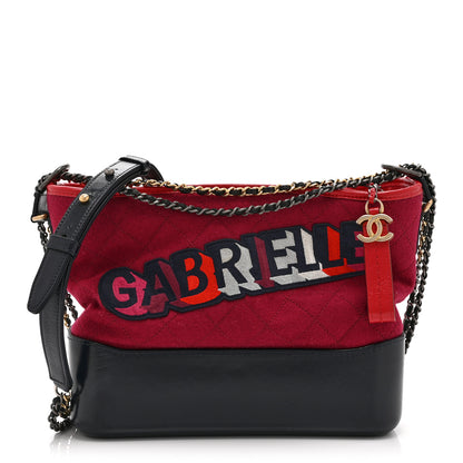 Chanel Wool Calfskin Quilted Medium Gabrielle Hobo Red 1 of 10
