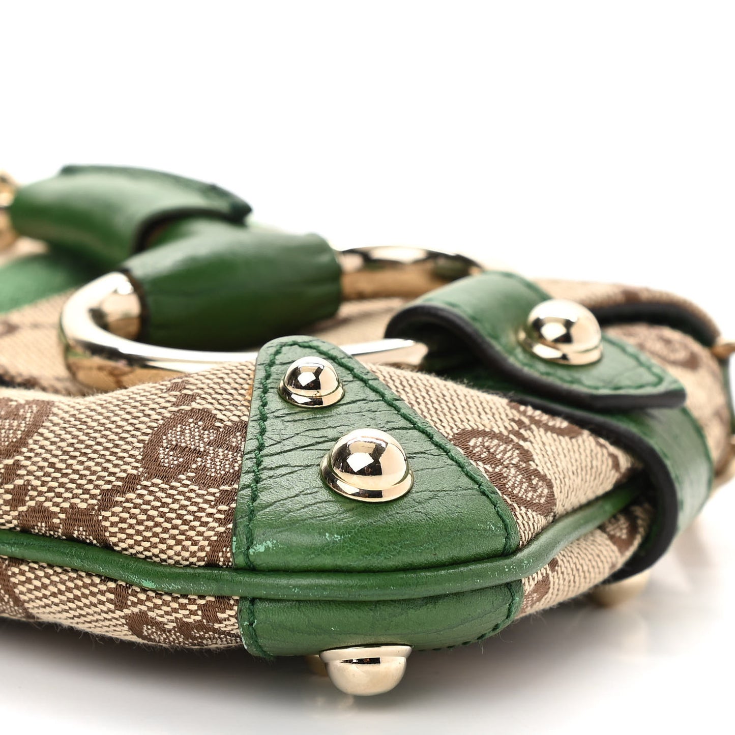 Monogram Web Small Horsebit Chain Clutch Green