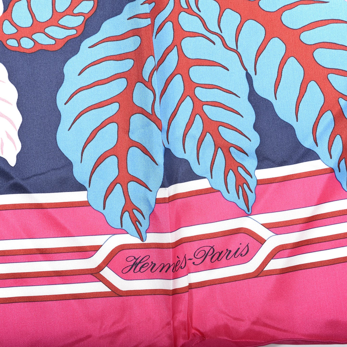 Silk Les Perroquets 140 Rose Vif Marine Bleu