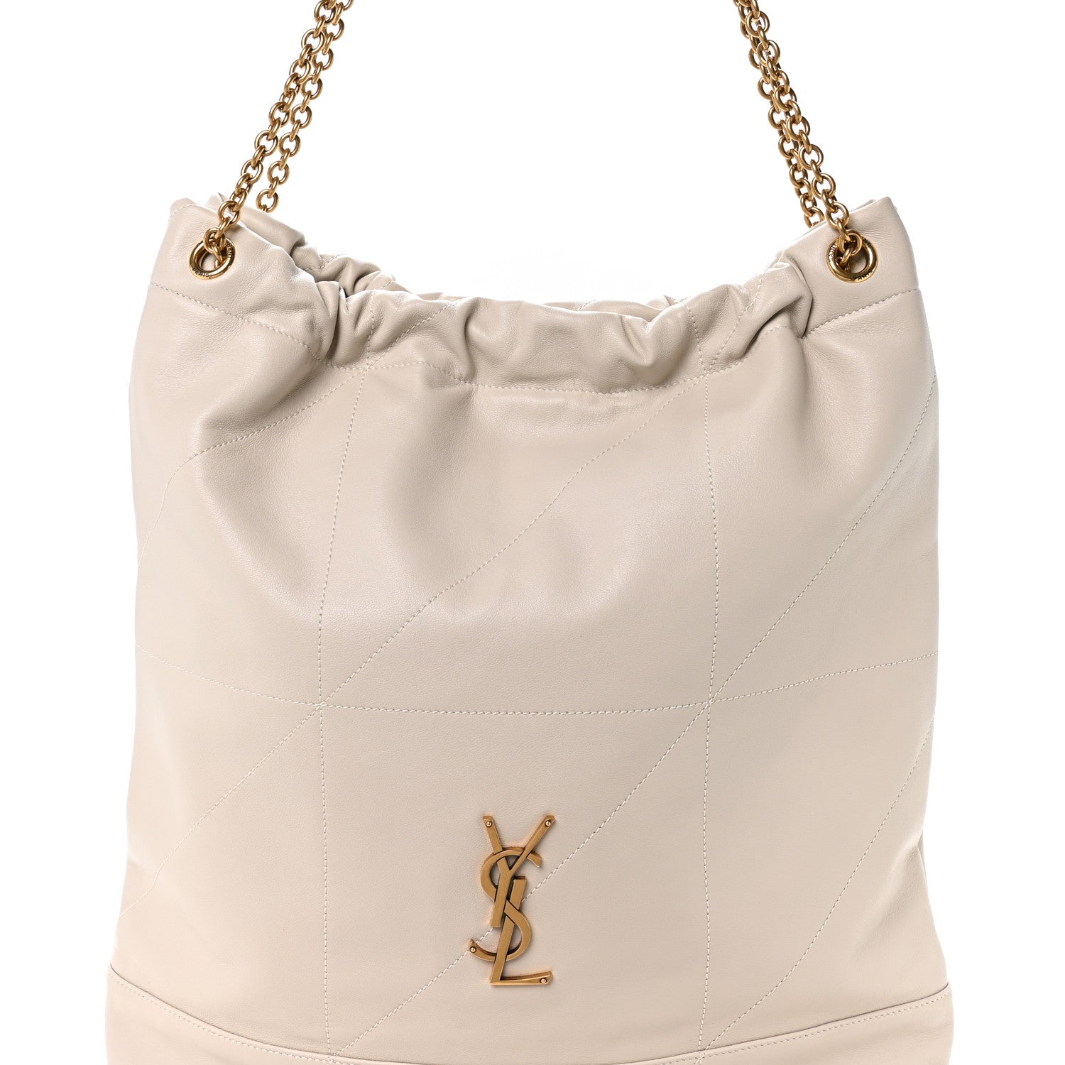 Saint Laurent Lambskin Matelasse Monogram Large Jamie Pochon Blanc Vintage 9 of 11