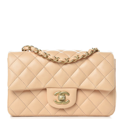 Chanel Lambskin Quilted Mini Rectangular Flap Beige 1 of 10