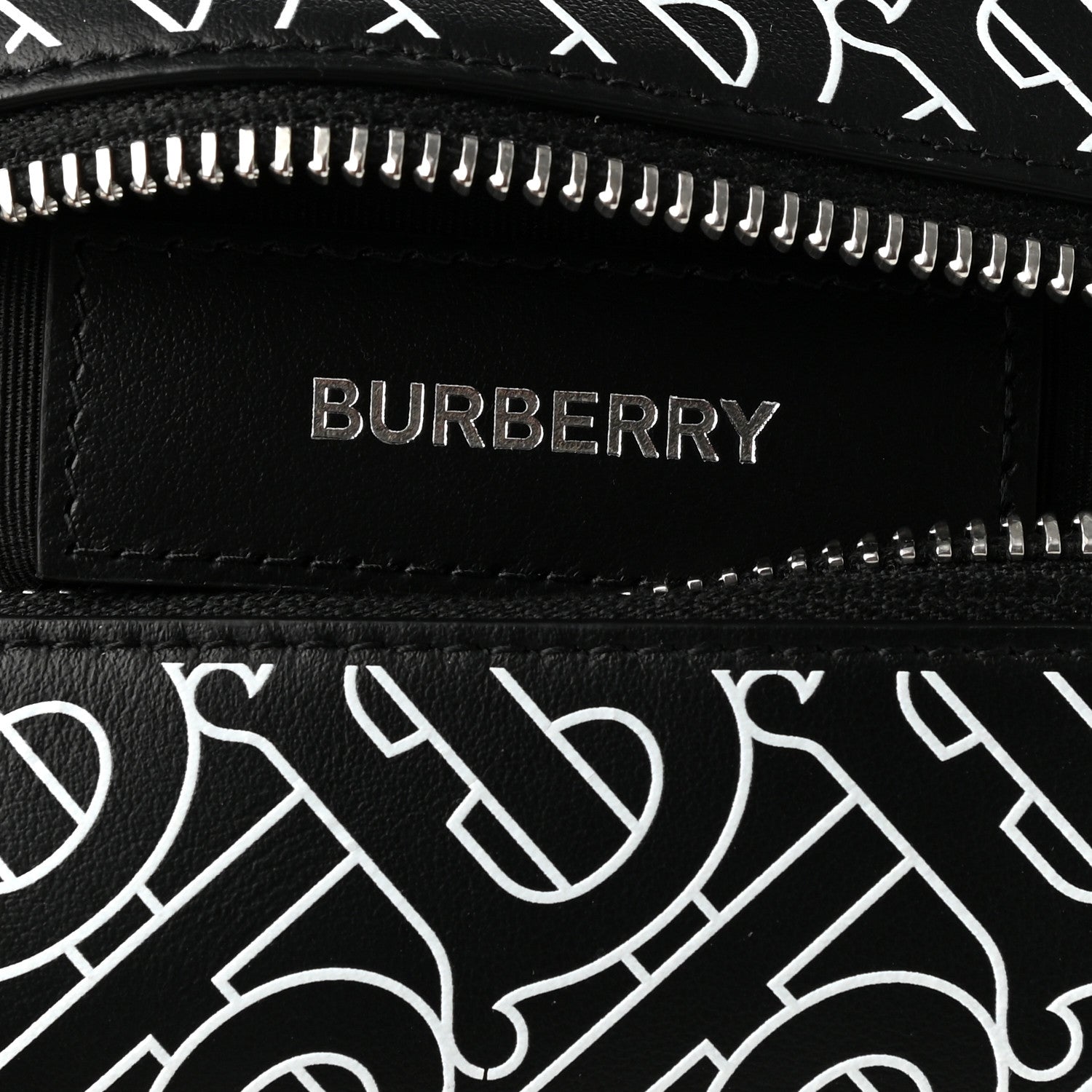 Burberry Calfskin Monogram Washbag Black White 6 of 8