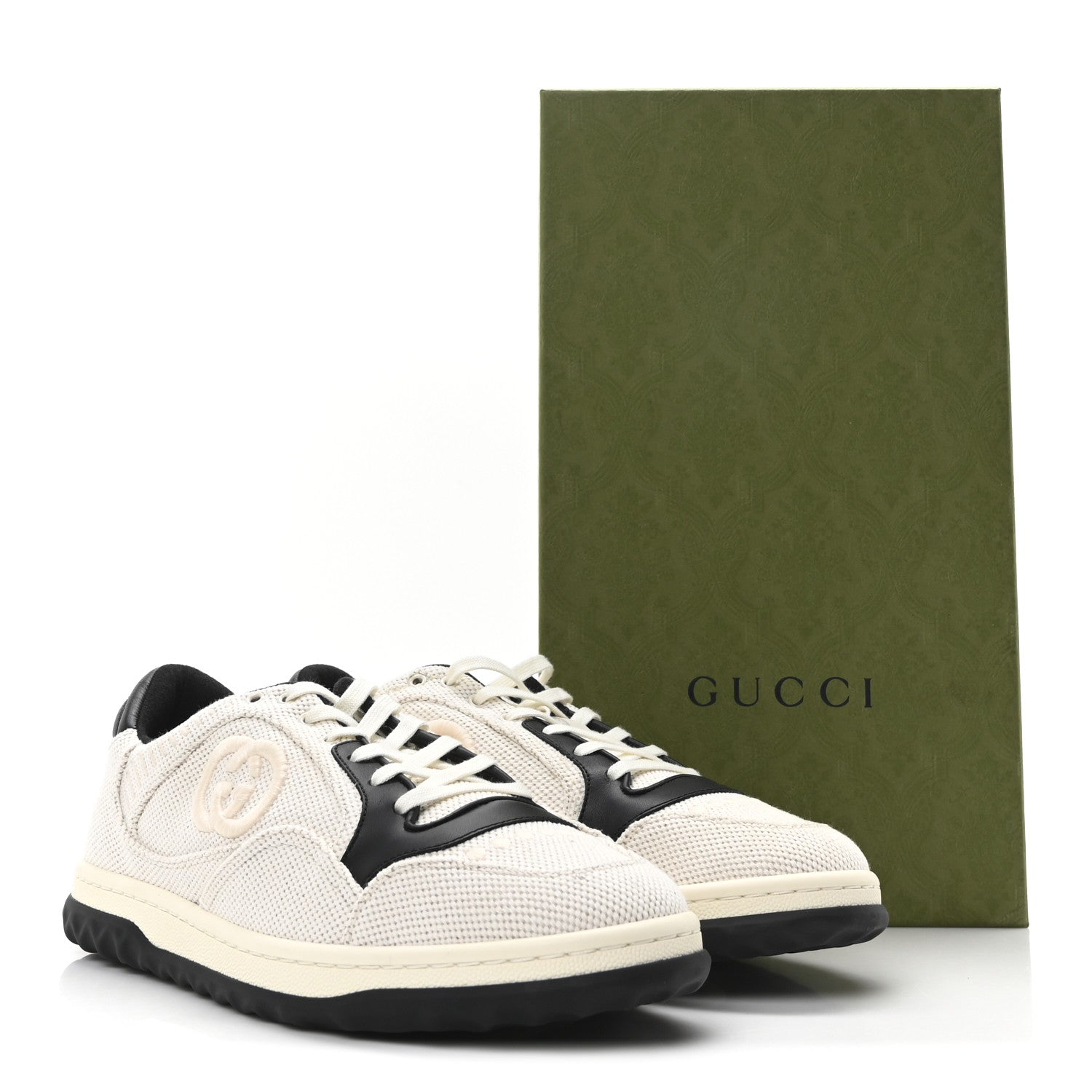 Gucci Canvas Calfskin Mens Mac80 Sneakers 8.5 Natural Black 10 of 10