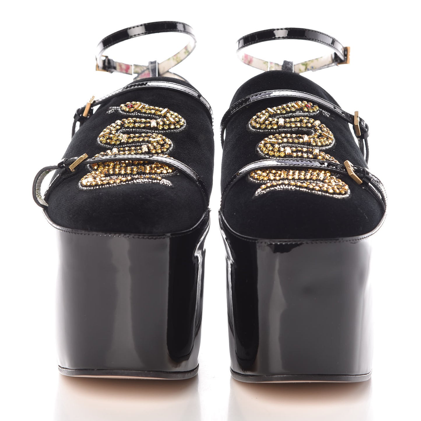 Velvet Silk Embellished Platform Detachable Slide 38.5 Black