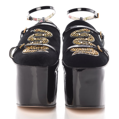 Gucci Velvet Silk Embellished Platform Detachable Slide 38.5 Black 3 of 13