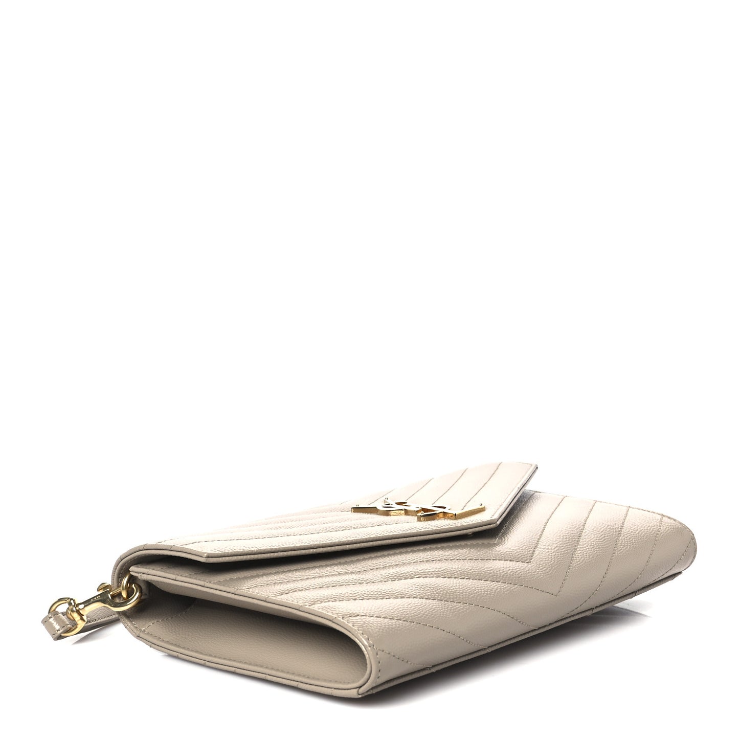 Grain De Poudre Matelasse Chevron Monogram Envelope Clutch Dark Beige