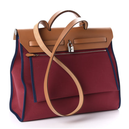 Hermes Vache Hunter Toile Herbag Zip 39 MM Rubis Bleu De Malte 3 of 9