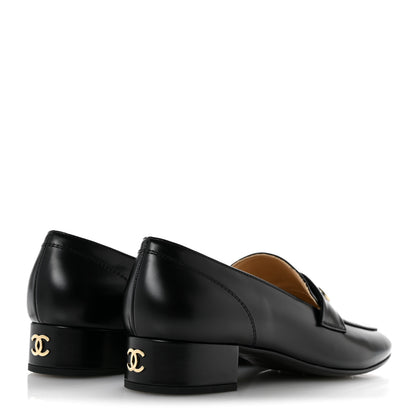 Chanel Shiny Calfskin Logo Loafers 39.5 Black 5 of 10