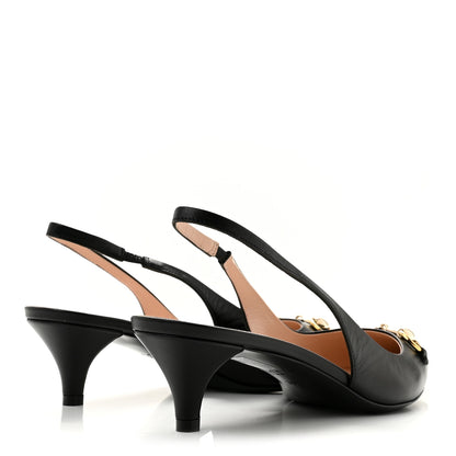 Gucci Malaga Kid Horsebit 45mm Slingback Pumps 39.5 Black 5 of 9