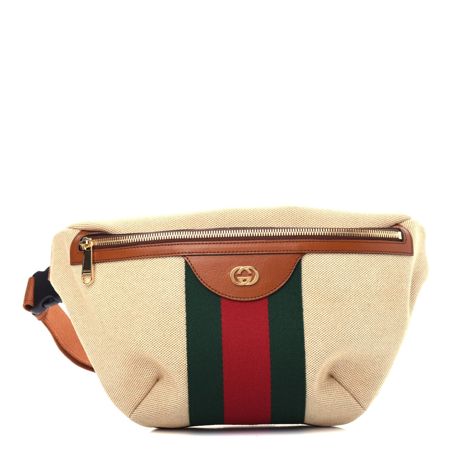 Gucci Vintage Canvas Web Belt Bag Sand Cuir 1 of 10