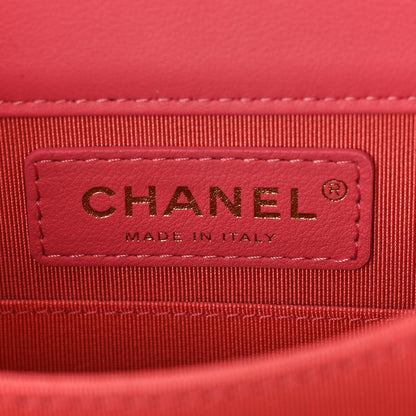 Chanel Calfskin Chevron North South Boy Flap Pink 6 of 9