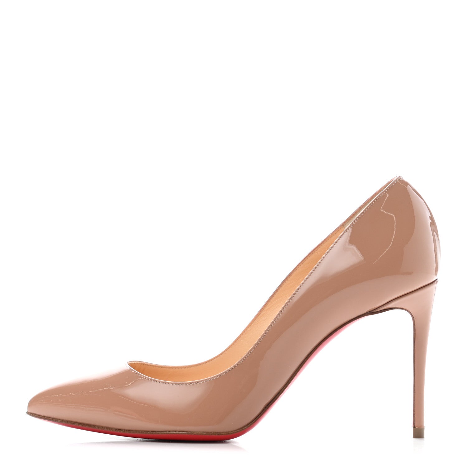 Christian Louboutin Patent Pigalle Follies 85 Pumps 36.5 Nude 1 of 9