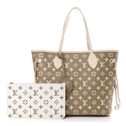 Louis Vuitton Empreinte Monogram Spring In The City Neverfull MM Kaki Beige Cream 3 of 10