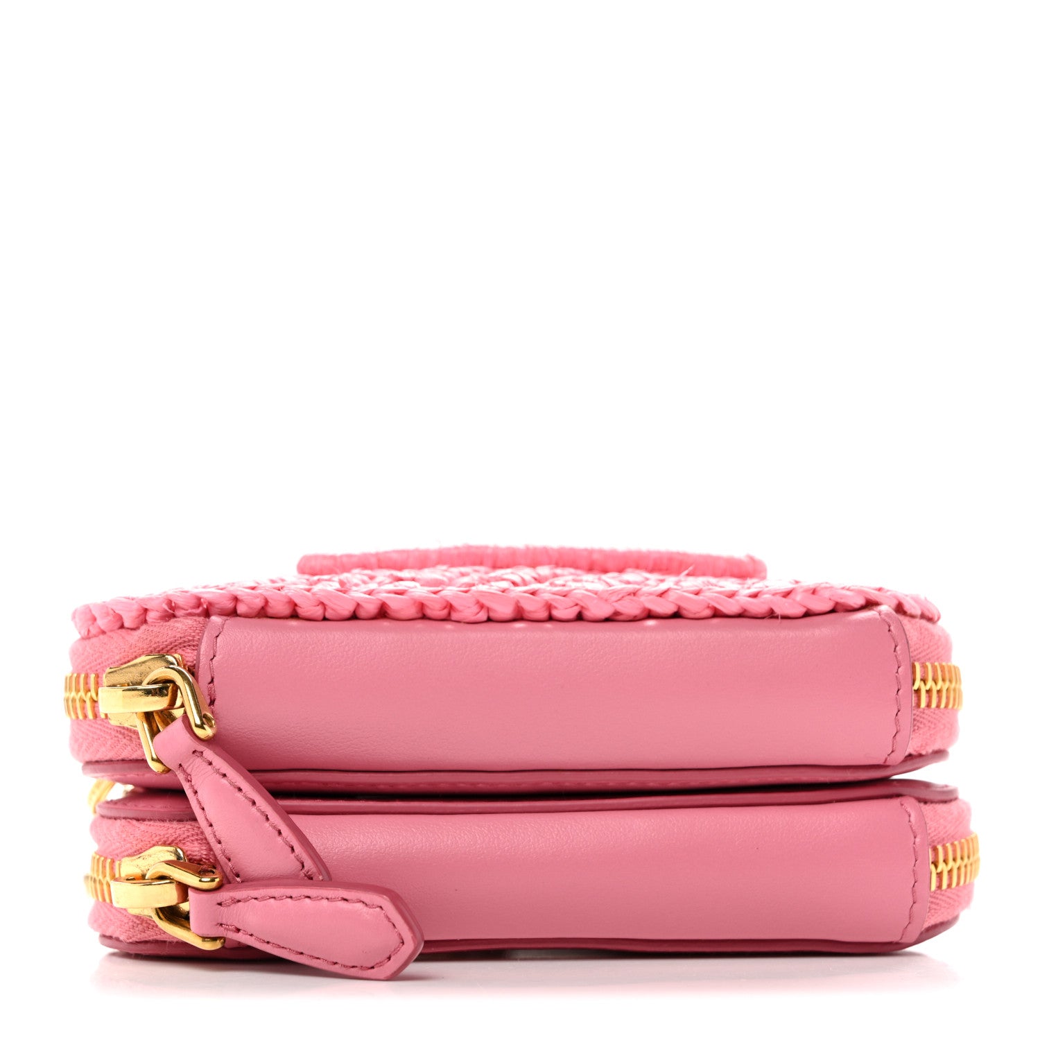 Prada Raffia Calfskin Crochet Logo Embroidered Mini Triangle Pouch Petalo 10 of 15