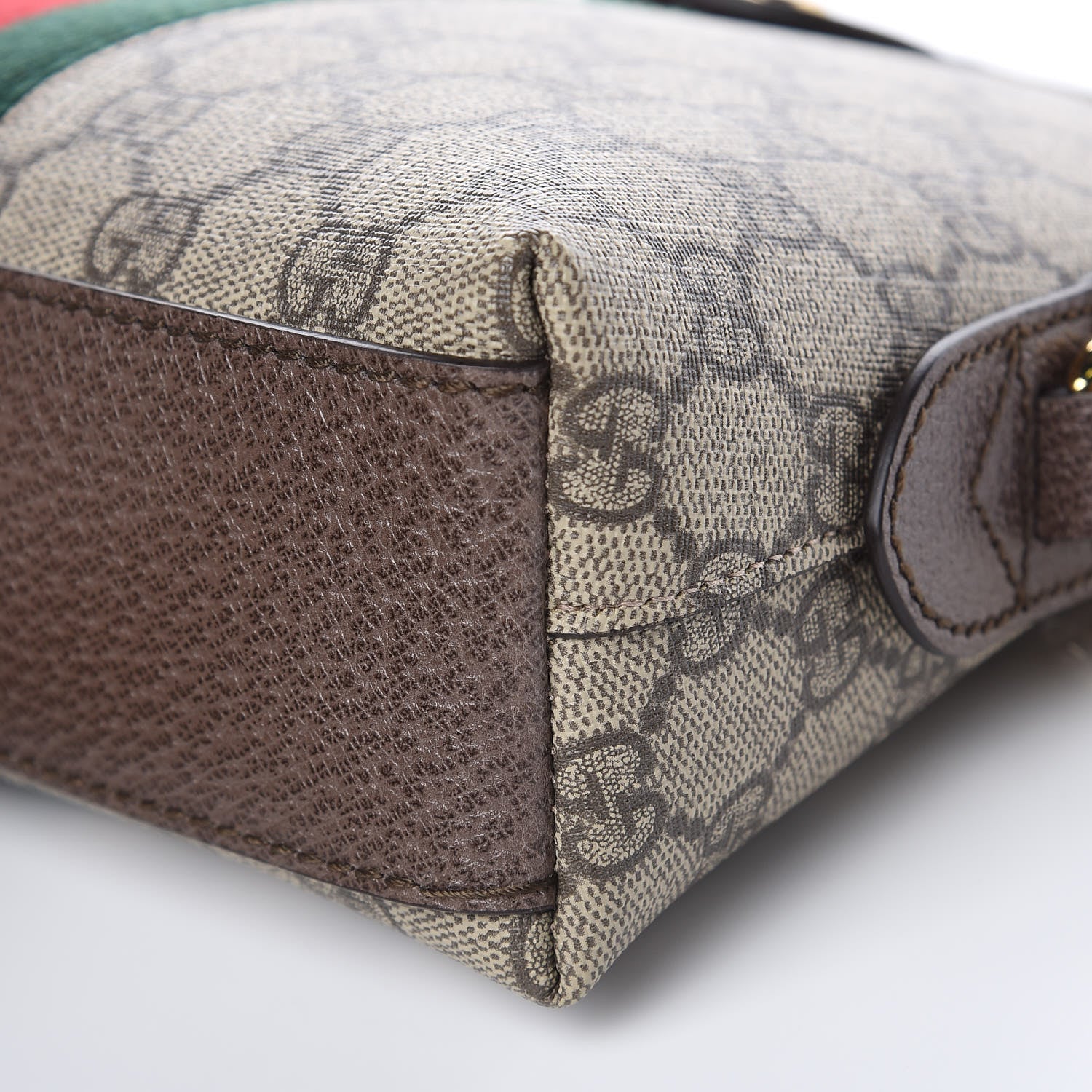 Gucci GG Supreme Monogram Textured Dollar Calfskin Web Small Ophidia Dome Shoulder Bag Beige Ebony New Acero 9 of 9