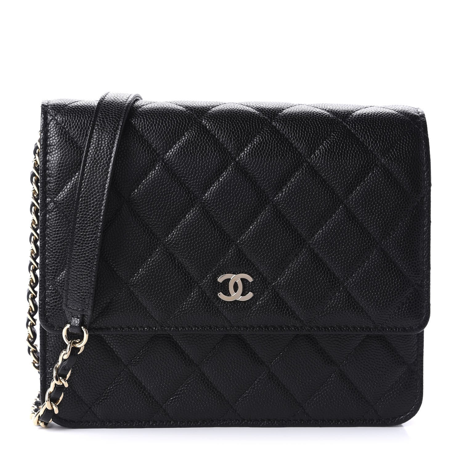 Chanel Caviar Quilted Square Wallet On Chain WOC Black 1 of 11