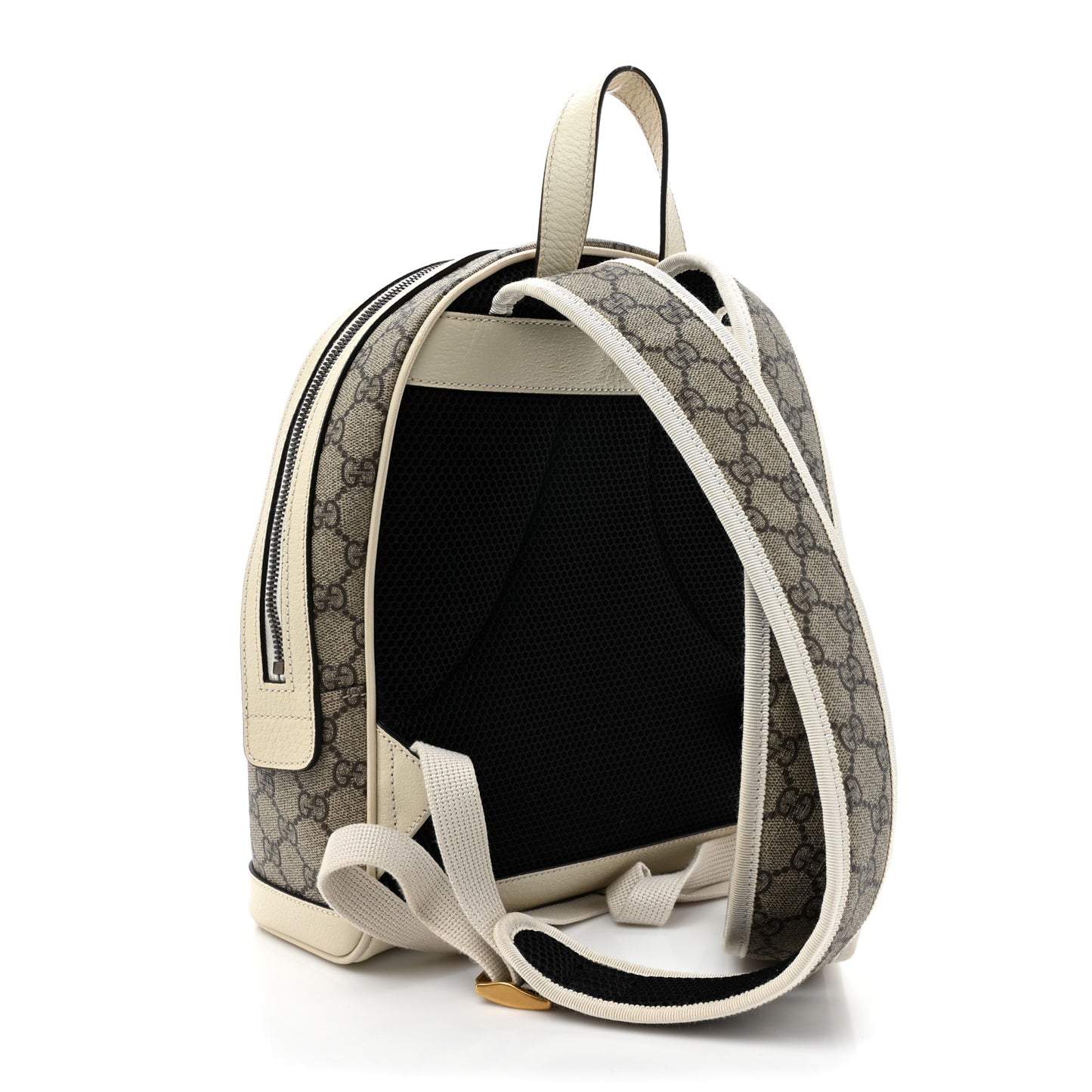 GG Supreme Monogram Textured Calfskin Web Small Ophidia Day Backpack Beige Ebony Mystic White