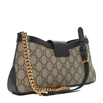 Gucci GG Supreme Monogram Calfskin Small Padlock Chain Shoulder Bag Beige Ebony Black 3 of 10