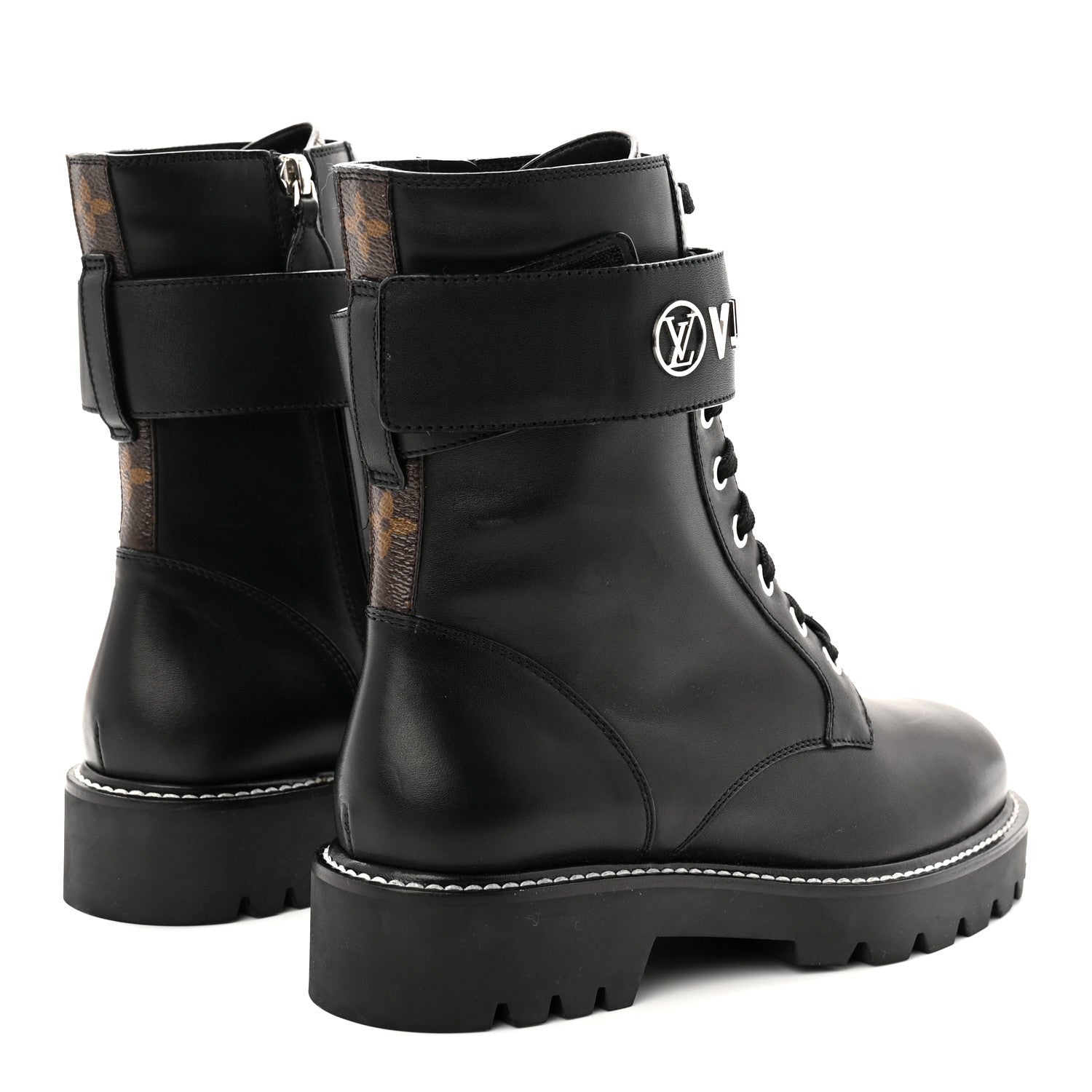 Louis Vuitton Calfskin Territory Flat Ranger Boots 38 Black 5 of 9