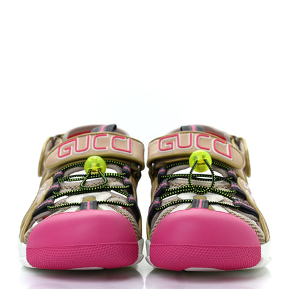Gucci Mesh Fabric Tinsel Sport Sandals 40.5 Loess Sand Box Pink 2 of 6