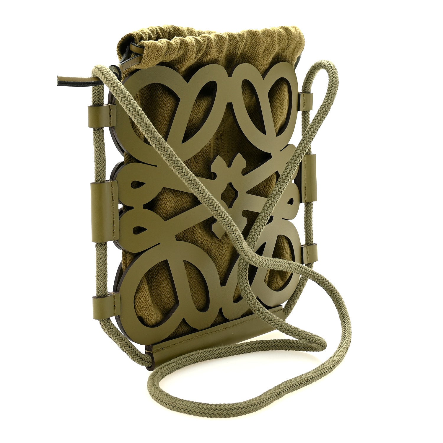 Loewe Smooth Calfskin Paula's Ibiza Small Anagram Cutout Tote Olive 3 of 10