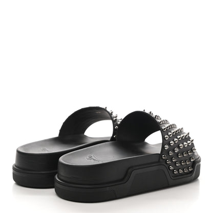Christian Louboutin Calfskin Studded Pool Fun Platform Flat Slide Sandals 39 Black 4 of 10