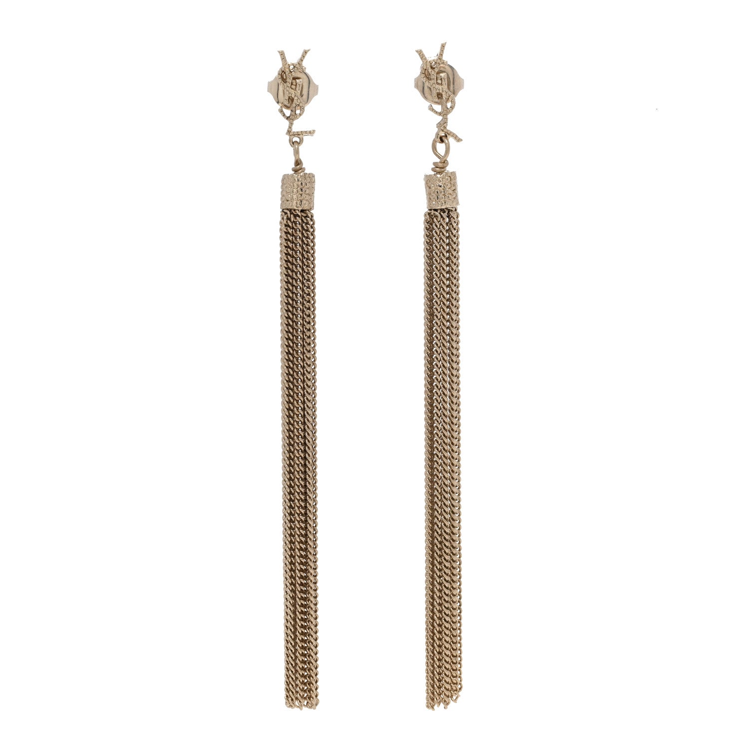 Saint Laurent Metal Monogram Loulou Tassel Earrings Gold 1 of 4