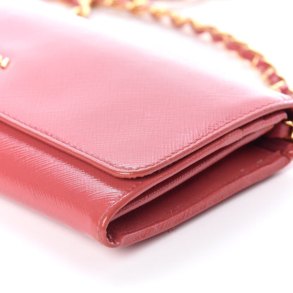 Prada Saffiano Vernice Metal Oro Chain Wallet 6 of 27