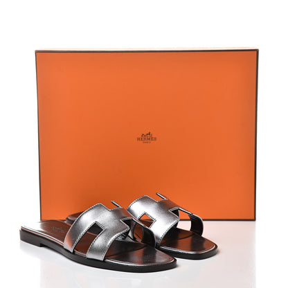 Hermes Metallic Nappa Oran Sandals 36 Argent 8 of 8