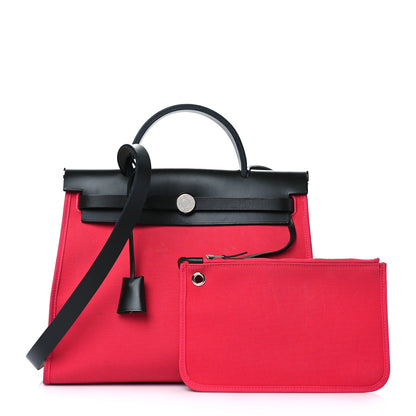 Hermes Vache Hunter Toile Herbag Zip 31 PM Rose Extreme Black 1 of 13