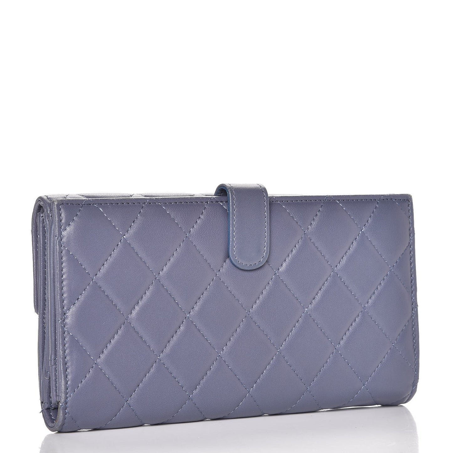 Lambskin Quilted Long Flap Wallet Lavender