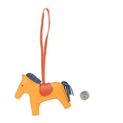 Hermes Milo Lambskin Grigri Rodeo Horse Bag Charm MM Jaune D'Or Bleu Agate Cornaline 2 of 4