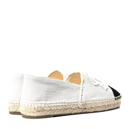 Chanel Linen CC Espadrilles 39 White Black 3 of 9