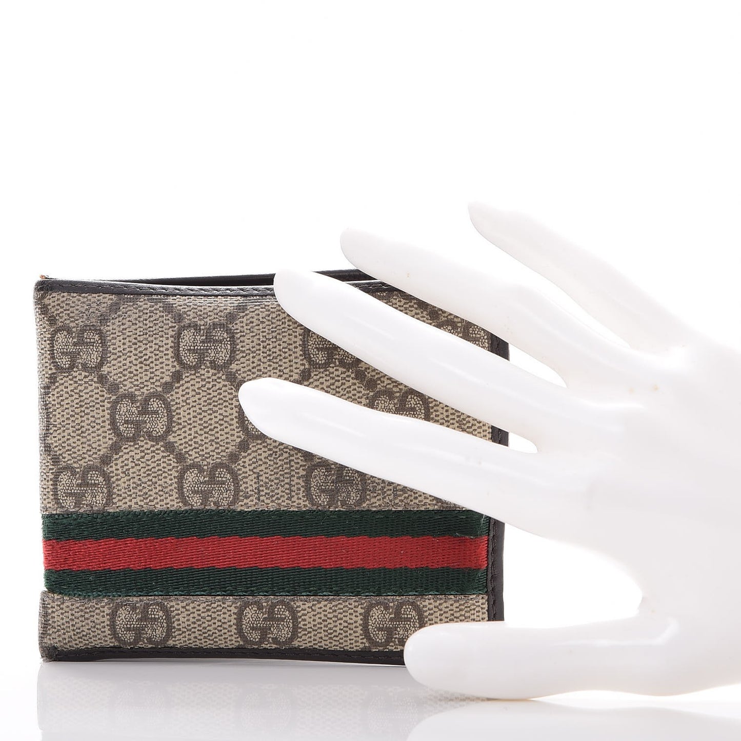 GG Plus Monogram Web Bi-Fold Wallet Dark Brown