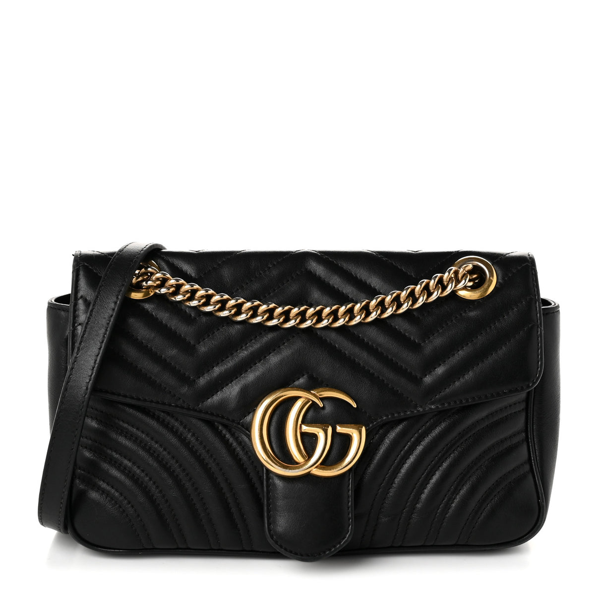 Calfskin Matelasse Small GG Marmont Shoulder Bag Black