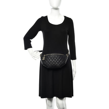Chanel Calfskin Quilted Banane Waist Bag Fanny Pack Black 2 of 10