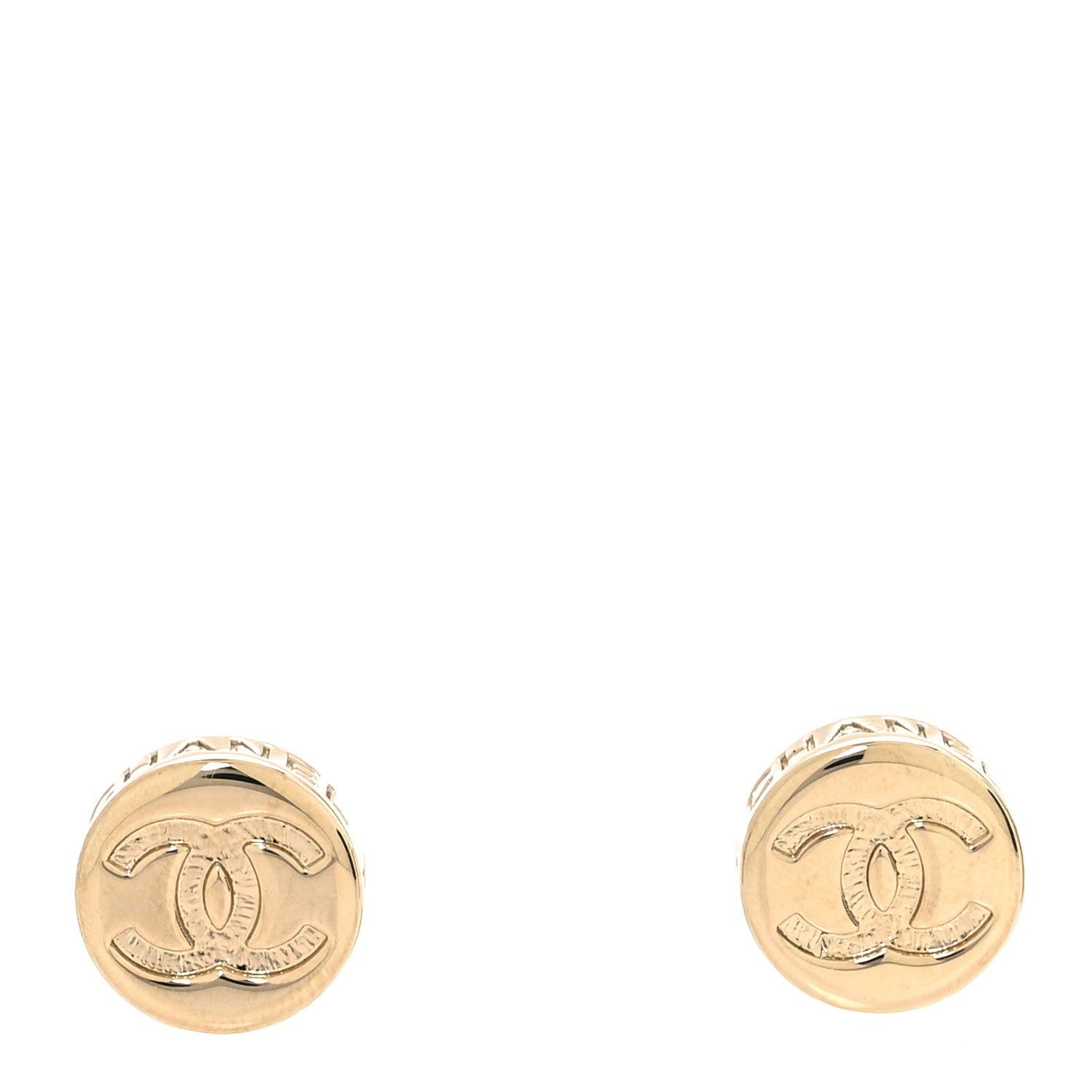 Chanel Metal Round CC Earrings Gold 1 of 5